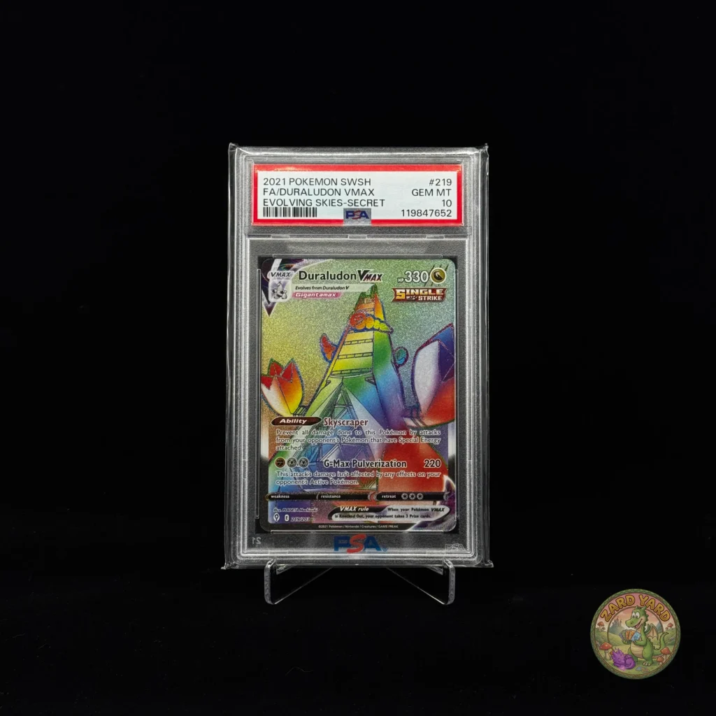 TAG 10 Duraludon V graded Pokémon card slab front view photographed for collectors and Pokémon TCG buyers.