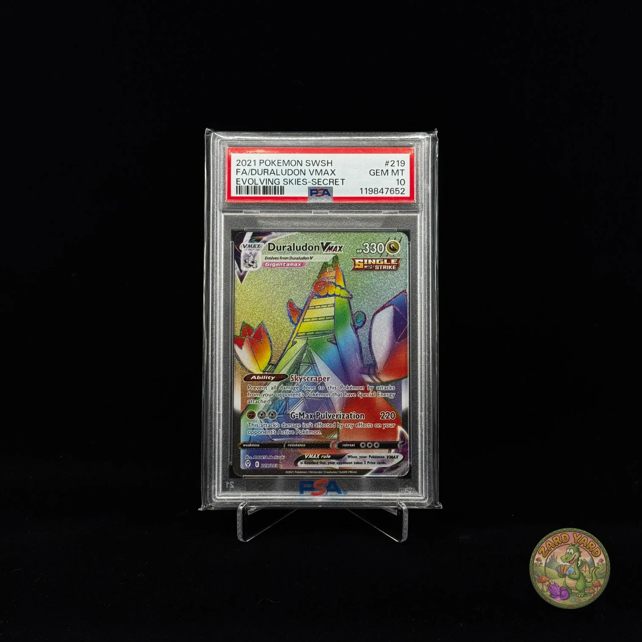 TAG 10 Duraludon V graded Pokémon card slab front view photographed for collectors and Pokémon TCG buyers. TAG 10 Duraludon V graded Pokémon card slab front view photographed for collectors and Pokémon TCG buyers.
