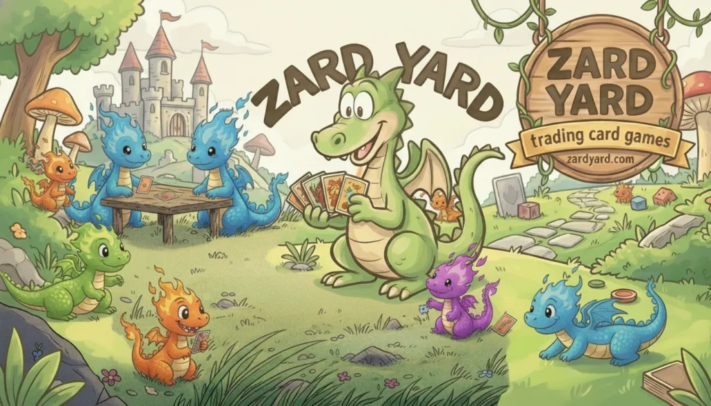 Zard Yard community banner with dragon mascots, fantasy scenery, castle background and zardyard.com branding